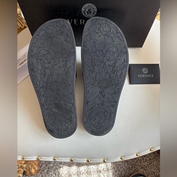 Versace Black Slides with Gold Medusa